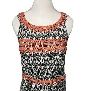 THML Jameson Embroidered Maxi Dress Women’s Size Medium Black White Orange